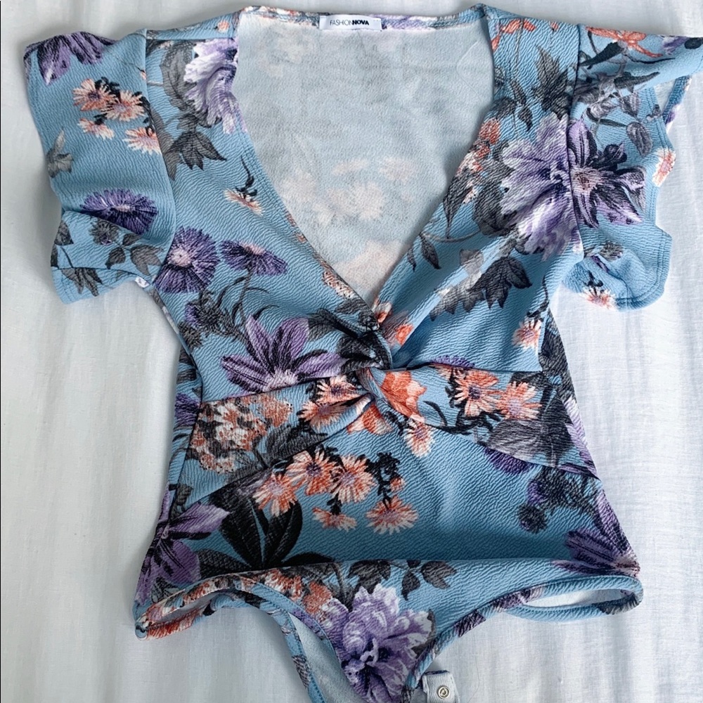 Total blue bodysuit top